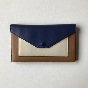 CELINE Long Wallet Blue Cream & Brown